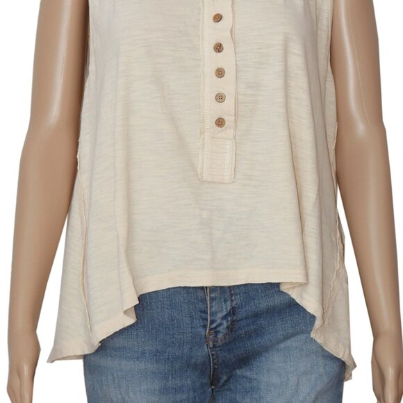 Free People We The Free Henley Top Sleeveless Button Asymmetrical Tank S - Picture 5 of 6